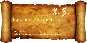 Nyemecz Zotmund névjegykártya